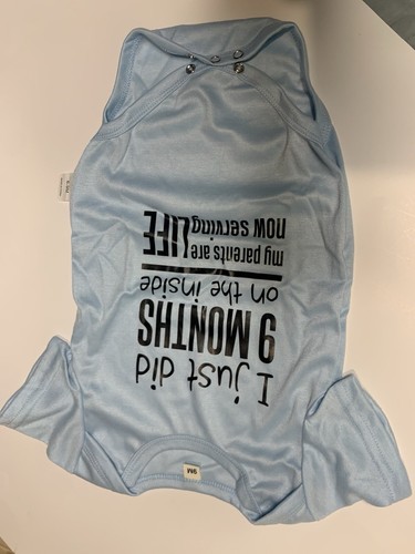 Funny blue onesie 9 mths - funny, 6-9